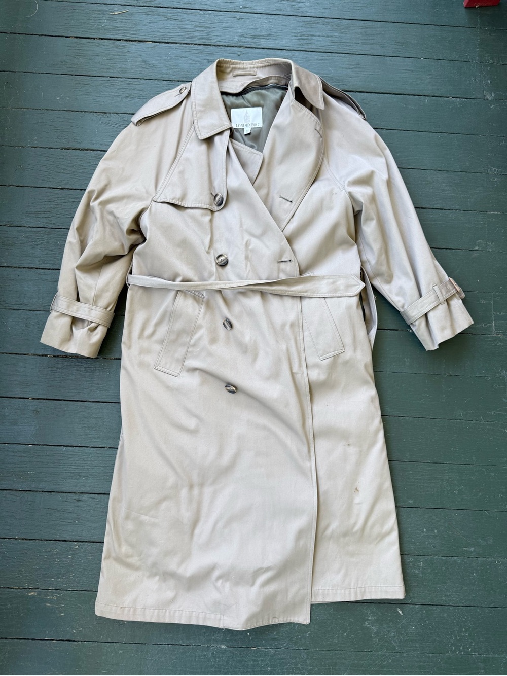 London Fog Men’s Beige Trench Coat with Removable Liner, 40 regular